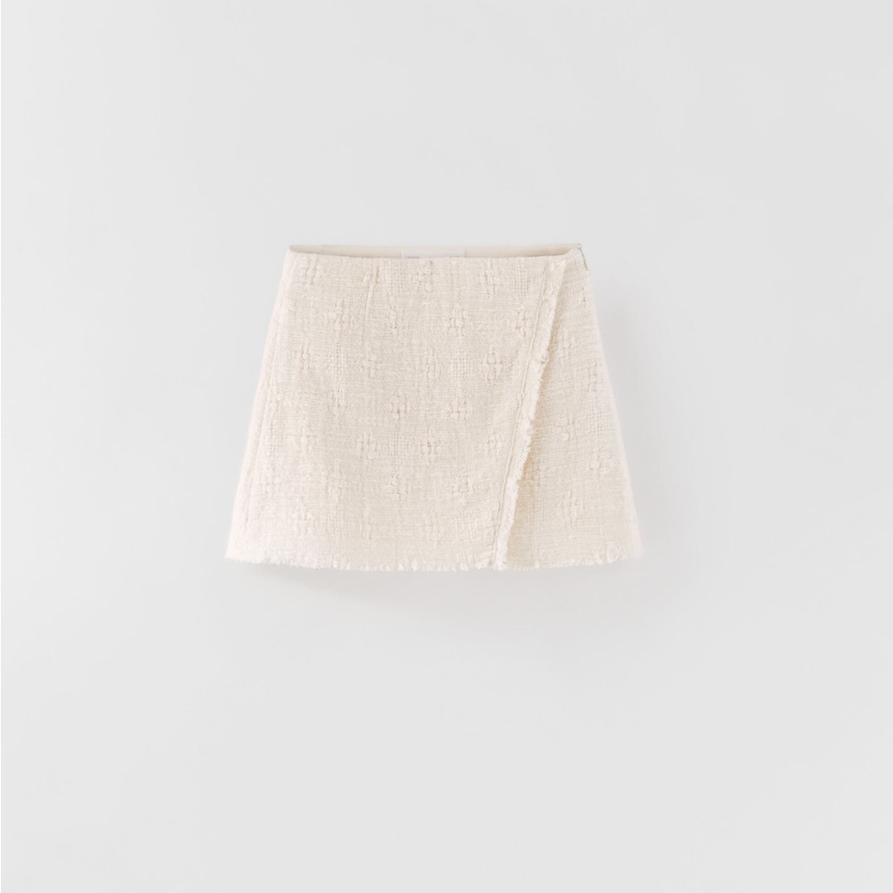 NWT Zara 8Y structured frayed wrap skirt
